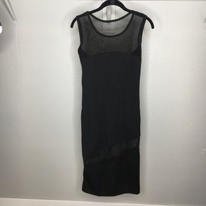 Sexy mesh neck and leg midi dress